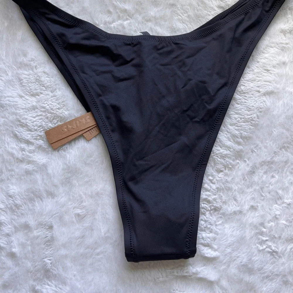SKIMS Recycled Swim Micro Tanga Bikini Bottom Onyx Black Size 4X SW-TAN-0147 NWT